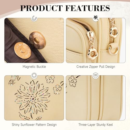 Image of Small Crossbody Bags for Women, RFID Phone Purse with Card Slots, Triple Compartments Lightweight Shoulder Bag