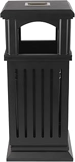 DCEHKR Open-Top Industrial Waste Trash Can, 8.8 Gallon Outdoor Metal Waste Receptacle with a Lock on Lid 35.5x15.8x15.8 in Galvanized Sheet Trash Can Suitable fIor Indoor or Outdoor Use (Black)
