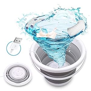 Tiptop Home Mini Washing Machine, Ultrasonic Turbine Washer, Foldable Tub w/ USB Powered, Portable Compact Personal Baby…