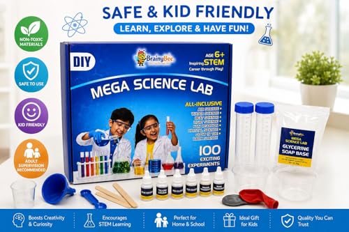Image of Mega Science Lab Kit for Kids | 100 Experiments | STEM Educational DIY Toy | Age 6-15 with 100 Plus Chemistry Experiments STEM Learning Set