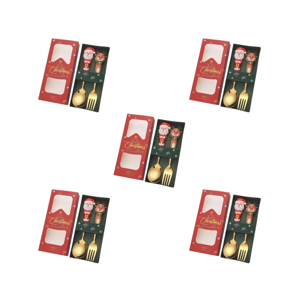 Set di 5 cucchiai di Natale forchette set di posate natalizie per uso quotidiano cucina di Natale 2C