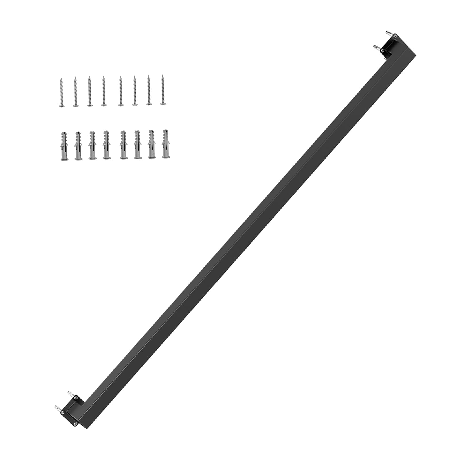 Wrought Iron Stair Railing Black - Square Wall Handrail for Indoor and Outdoor Use, Balcony, Parapet and Stairs, Simple Assembly Kit with Style and Robustness (Black, 120cm/47.3 inch)