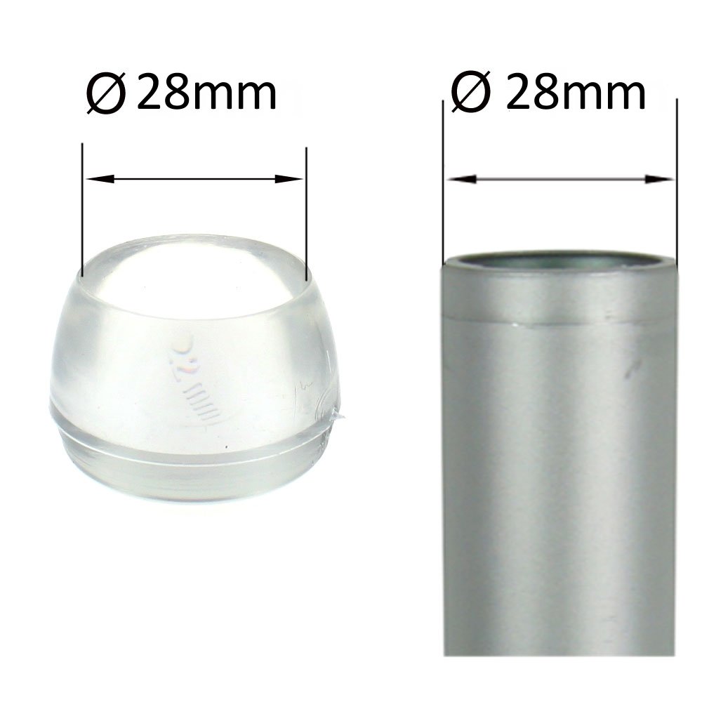 Lifeswonderful Lot De 16 Embouts Transparents Pour Pieds De Meubles - PVC, Diamètre 28 Mm - Protège-Sols