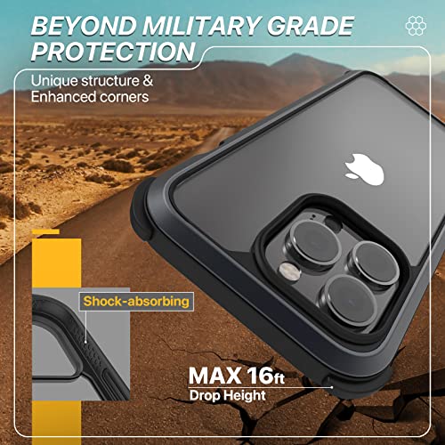 Mageasy Protective Iphone 14 Pro Max Case With Strap 6.7" - 16Ft Drop Tested Protective Rugged Iphone 14 Pro Max Case With Crossbody Lanyard - Odyssey+ (6.7", 3 Lens) (Metal Frame, Mystery Black) #TOP2