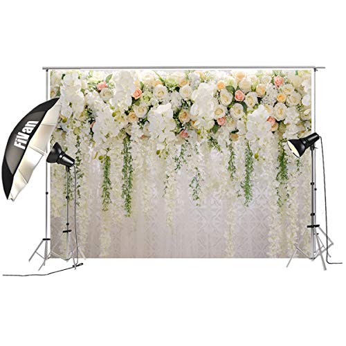 Bridal Shower 7X5Ft Vinyl Wedding Floral Wall Backdrop White And Green Wisteria Rose Flowers Dessert Table Decoration Newborn Background For Photography Xt-6749 #TOP2
