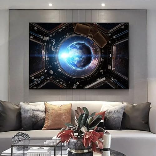 Affiche planète Terre pour salon déco murale moderne chambre ado avec cadre
