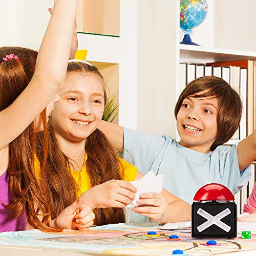 Relaxdays Buzzer mit Sound & Licht, Party Zubehör für Spielabende, batteriebetrieben, Quizbuzzer Kunststoff, rot/schwarz