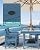 SERWALL 7-Piece Patio Dining Table Sets, Outdoor HDPE Dining Furniture Set with Umbrella Hole Cut-Out Table and 6 Chairs, Blue