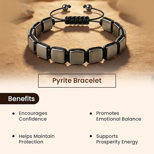 Image of Natural Pyrite Bracelet for Men & Women | Certified 8mm-10mm Beads | Prosperity Energy, Confidence & Protection | by Acharya Lavbhushan Ji