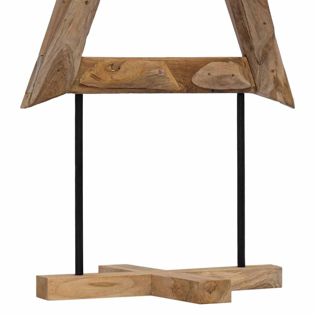 Sapin de Noël marron 149,5 cm Bois de teck | Rustique, stable, montage sans outils, intérieur et extérieur protégé