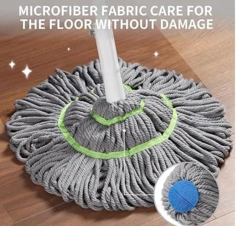 Image of Crevice Cleaning Brush Microfiber Twist Mop for Floor Cleaning, Squeeze Twist Mop Stick, Durable Dust Easy to Use Floor Cleaner, Effective for Hardwood, Tile, and Laminate gfkj (G-Grey)