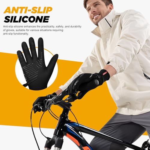 TANSTC Fahrradhandschuhe Herren Winterhandschuhe Winter Warme Handschuhe Elastisch Touchscreen Thermohandschuhe Winddichte rutschfest Skihandschuhe Damen Atmungsaktiv Sporthandschuhe, S