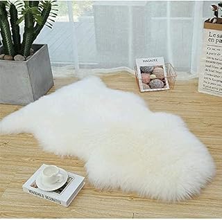 YIHAIC Faux Fur Sheepskin Style Rug,Faux Fleece Fluffy Area Rugs Seat Pad Anti-Skid Yoga Carpet for Living Room Bedroom Sofa Floor(black,75 x 120cm)