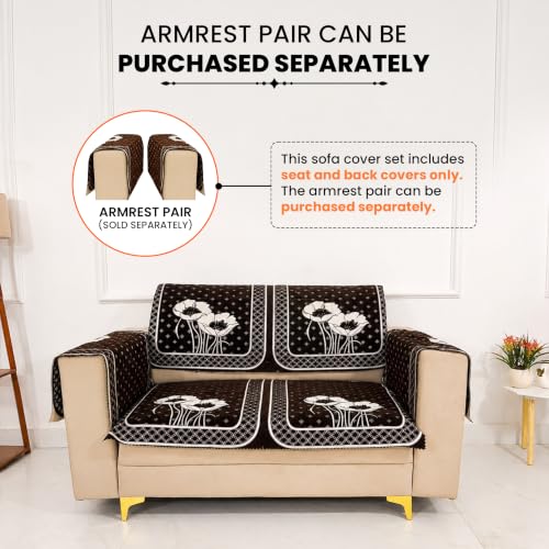 Image of Homerz Premium Chenille Fabric Sofa Cover | Soft, Durable & Dustproof | Decorative Couch Cover (Florida Coffee, 2 Seater, Seat Cover with Backrest)