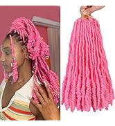 COOKOO 8 Packs Pre Wraped Short Invisible Locs Twist Braids Hair 12 Inch Pink Soft Locs Bob Croch...