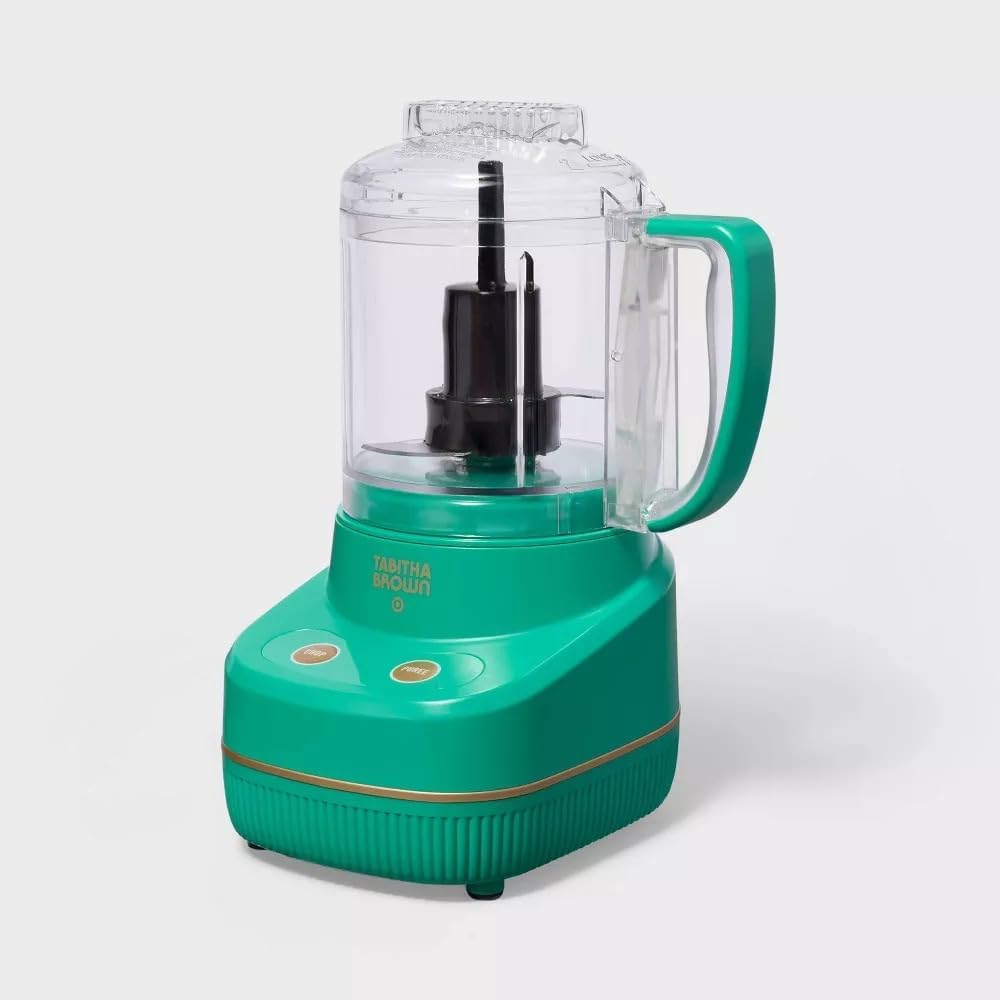 3 Cup 250W Mini Chopper Green - Tabitha Brown, BPA-Free, 2 Speed Settings, Dishwasher-Safe Parts, Standard
