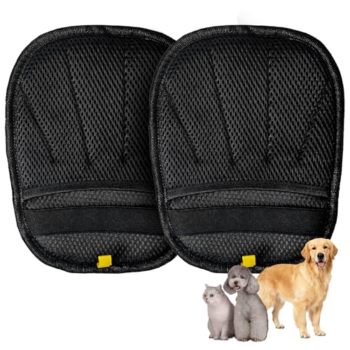 ATPEAM 猫の毛除去手袋 2個セット 猫の毛取りモフグローブ 猫 毛取りペット用静電気除去手袋 再利用可能な5本指のデザインは、ソファ、カーペット、猫の毛の掃除に適しています 猫と犬用のペットグルーミンググローブ