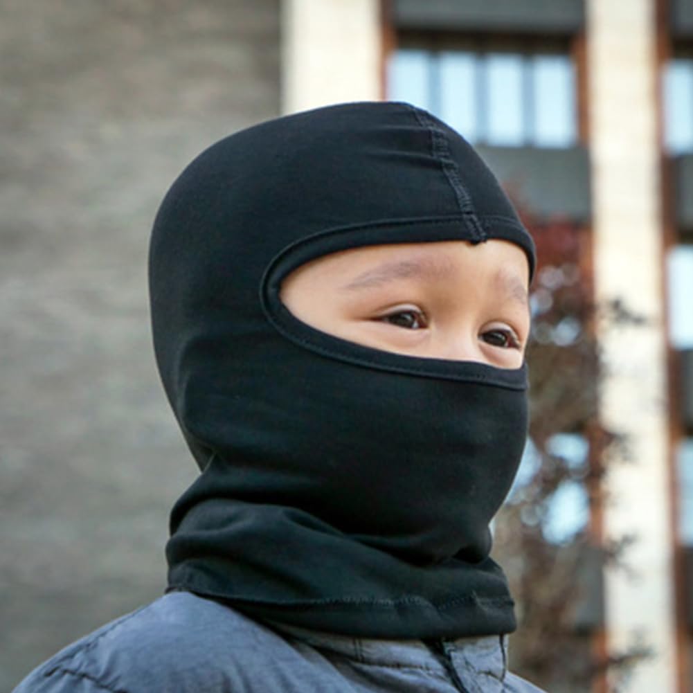 Bavooty Pasamontañas Niño,Balaclava Niños de Niñas Capucha de Tormenta Transpirable Pasamontañas Motocicleta Elasticidad a Prueba de Viento para Motocicleta Bicicleta Correr,Negro, 2 pcs