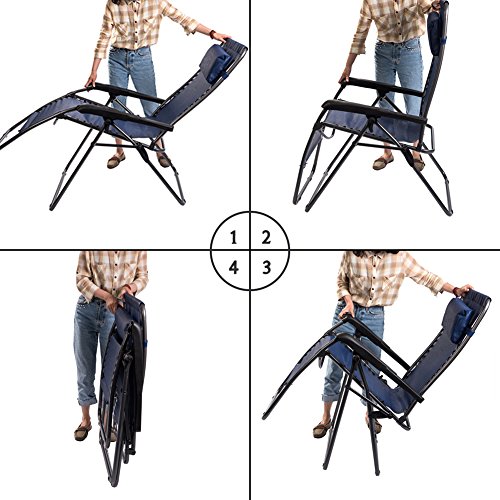 Timber Ridge Zero Gravity Locking Lounge Chair Recliner For Outdoor Beach Patio Pool Support 300Lbs, Blue #TOP5