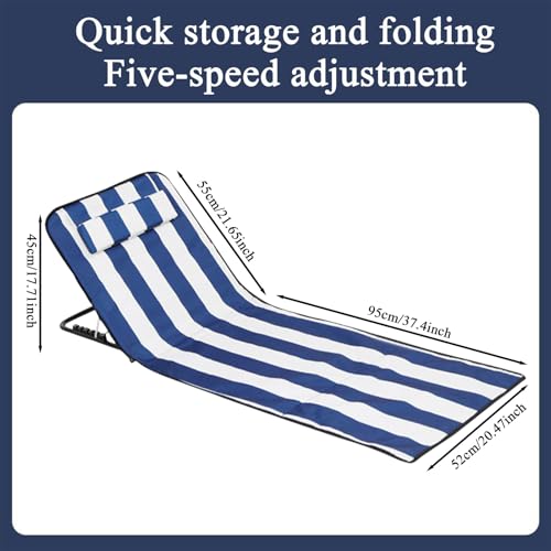 Chaise longue de plage avec appui-tête pour piscine et camping - 6
