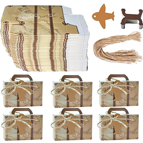 Petite Boite Cadeau 50 Pièces Boîtes Dragée en Dforme de Valisettes, Bonbonnière Boîte à Dragées Mariage, Boite de Bonbons avec étiquettes pour Mariage,...