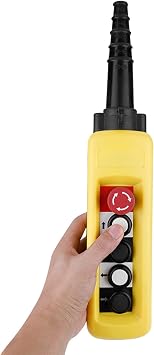 Crane Chain Hoist Push but ton Switch 4 Buttons Control but ton Lifting Pendant Controller, Crane Hoist Control, Switch Lifting Pendant Controller with Emergency Stop