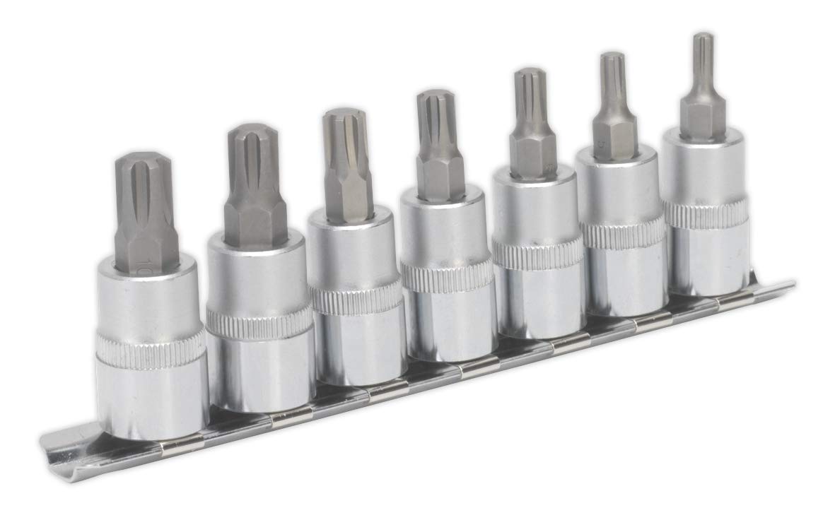 Sealey AK6232 7 Piece 3/8-inch Sq Drive Ribe Socket Bit Set 50 mm Sealey AK6232 7 Piece 3/8-inch Sq Drive Ribe Socket Bit Set 50 mm