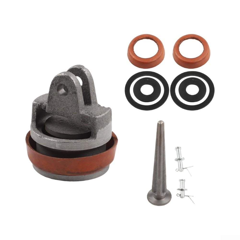 Pistone di ricambio per pompa manuale tipo 75 con valvola di passaggio, set di pistone in ghisa e pelle sintetica con guarnizioni e viti per pompe da giardino e fontane, arancione/nero
