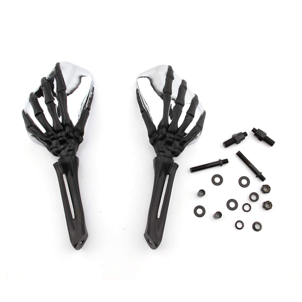 Moto Universal Skull alliage d'aluminium Rétroviseurs Squelette Pour Replacement for Intruder Volusia/Yamaha/Shadow (Noir & Chorme)