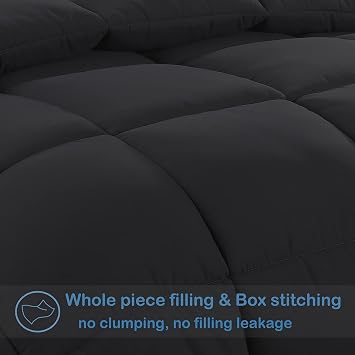 MAPLE DOWN Soft Full Size Comforter Duvet Insert-Down Alternative Comforter with Corner Tabs-Lightweight Fluffy Breathable Machine Washable (Black,82x86)