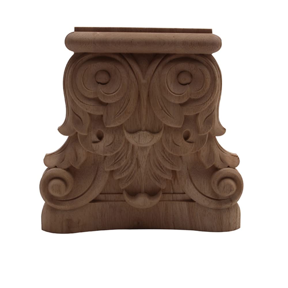Applique en bois sculpté Stigma D21,5 cm floral pour pieds de meubles et piliers