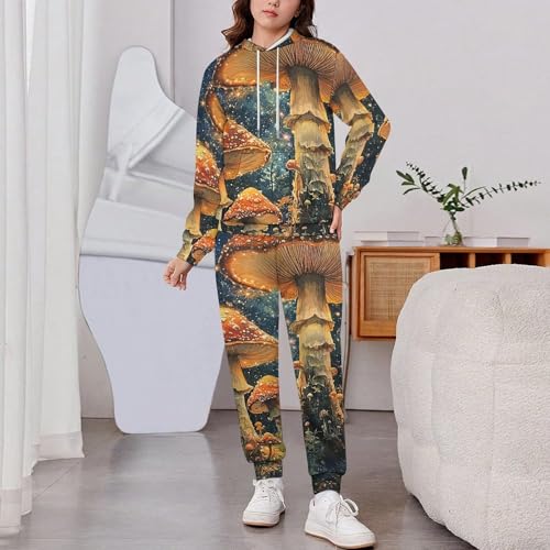 Boys Girls Clothes Hoodies Sweatshirt Pants Set 2 Pieces Fall Winter Outfits, Mushroom Galaxy Universe2