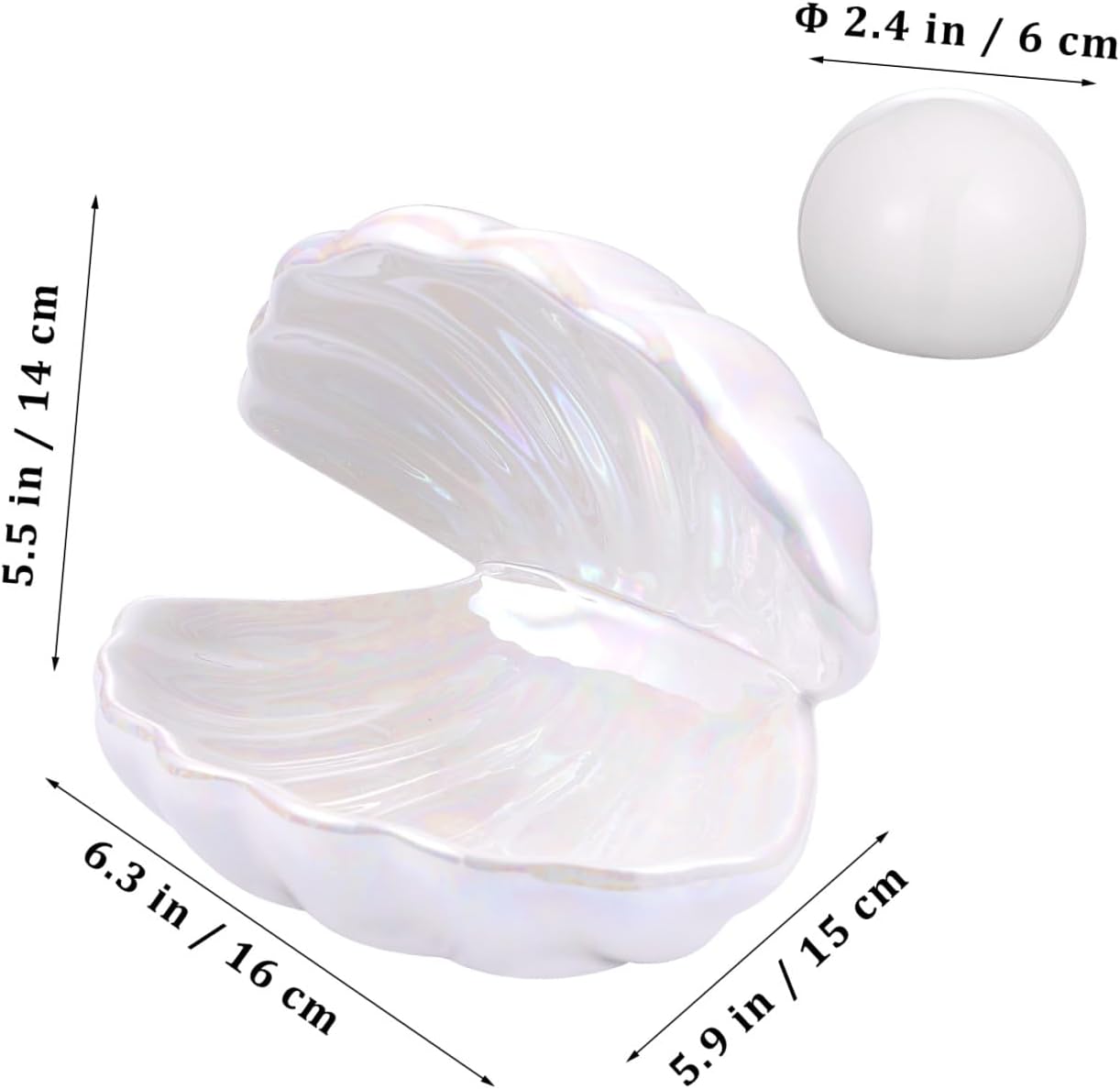 TOYANDONA Ceramic Shell Pearl Light - Portable Led Clam Night Light Pearl in Shell Lamp for Home Bedroom Living Room Desktop Decor (White)