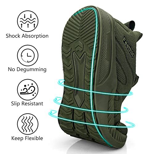 Image of Feethit Mens Non Slip Walking Sneakers Athletic Gym Tennis Running Shoes | Slip on Shoes,Lightweight,Breathable,Comfortable Workout Sneakers,For Daily Activities
