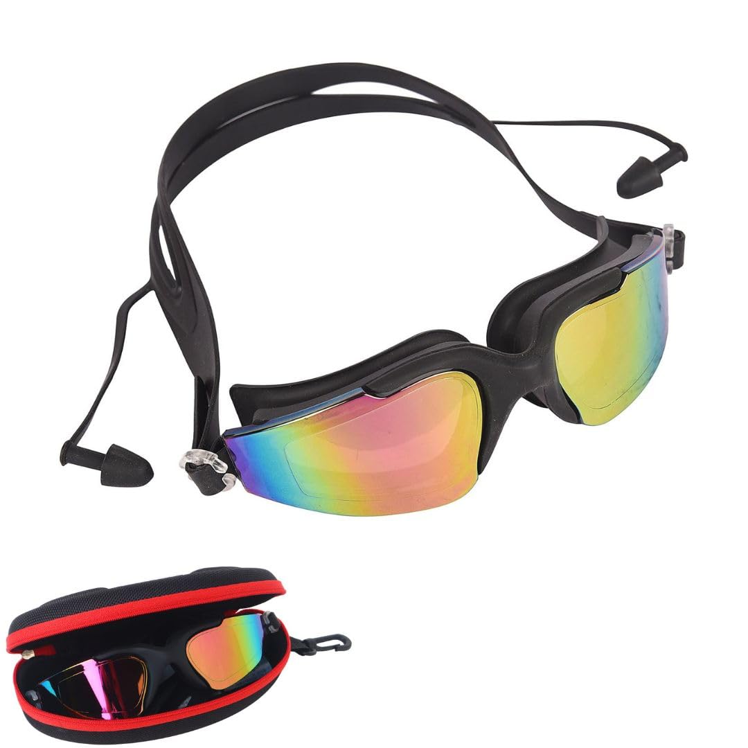 Swimming Goggles UV Protection Anti-Fog for Men Women Kids with solid Protection Case - Assorted color Swim Glasses Assured No Leaking Adjustable Strap for adults boys girls kids (BLACK) (B0CDGF4JLS) Amazon Price History, Amazon Price Tracker