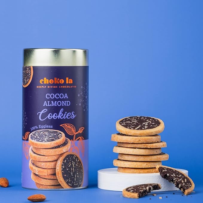 Image of Chokola Cocoa Almond Cookies -160g | High Protein Nutty Gourmet Cookies Made with Almonds & Cocoa | Purely Natural, No Additives | Healthy Gifting Snack