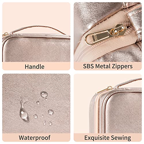 Cubetastic Toiletry Bag For Women - Hanging Travel Toiletry Bag With 360° Hook 3 Compartments Makeup Organizer With Portable Handle Pu Leather Water-Resistant Cosmetic Pouch #TOP3