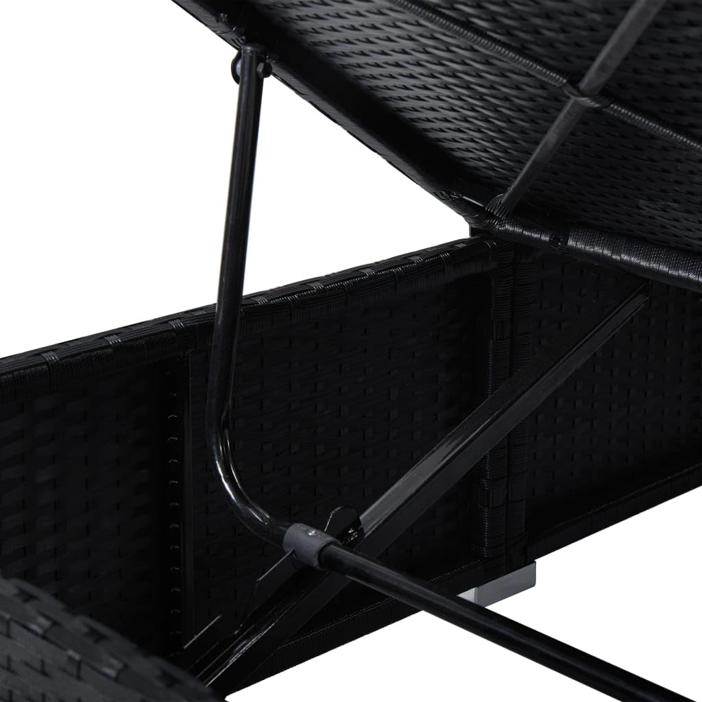 vidaXL Lettino Prendisole con Tavolino e Cuscino Foderato con Zip Robusto Elegante Regolabile Sdraio Telaio in Acciaio in Polyrattan Bianco Crema