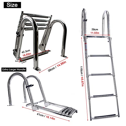 Escalera para piscina plegable acero inoxidable 4 peldaños miniatura 3