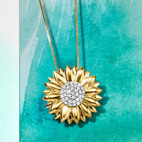 Ross-Simons 0.70 ct. t.w. White Topaz Sunflower Pendant Necklace in 18kt Gold Over Sterling3