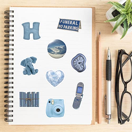 60Pcs Blue Aesthetic Stickers For Girls Laptops Cute Cartoon Ins Trendy Waterproof Vinyl Stickers For Teens Journal Water Bottle Scrapbook Travel Case Phone Graffiti Decals #TOP6