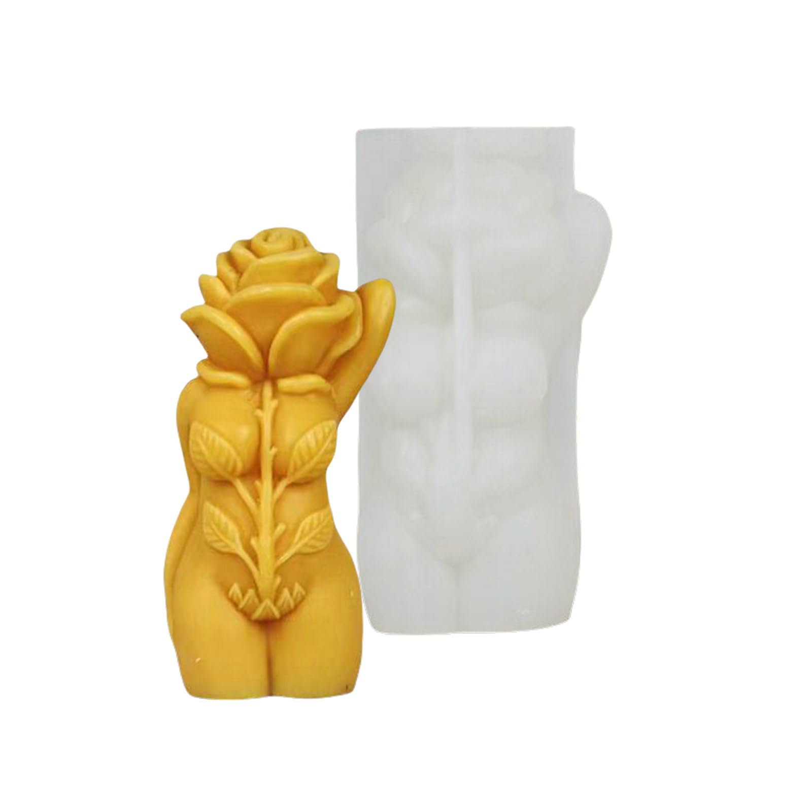 Jazuaiao Silicone Human Body Scented Molds Castings Molds Rose Mushroom Body Ornament Craft Supplies Human Silicone Mushroom Plaster Ornament