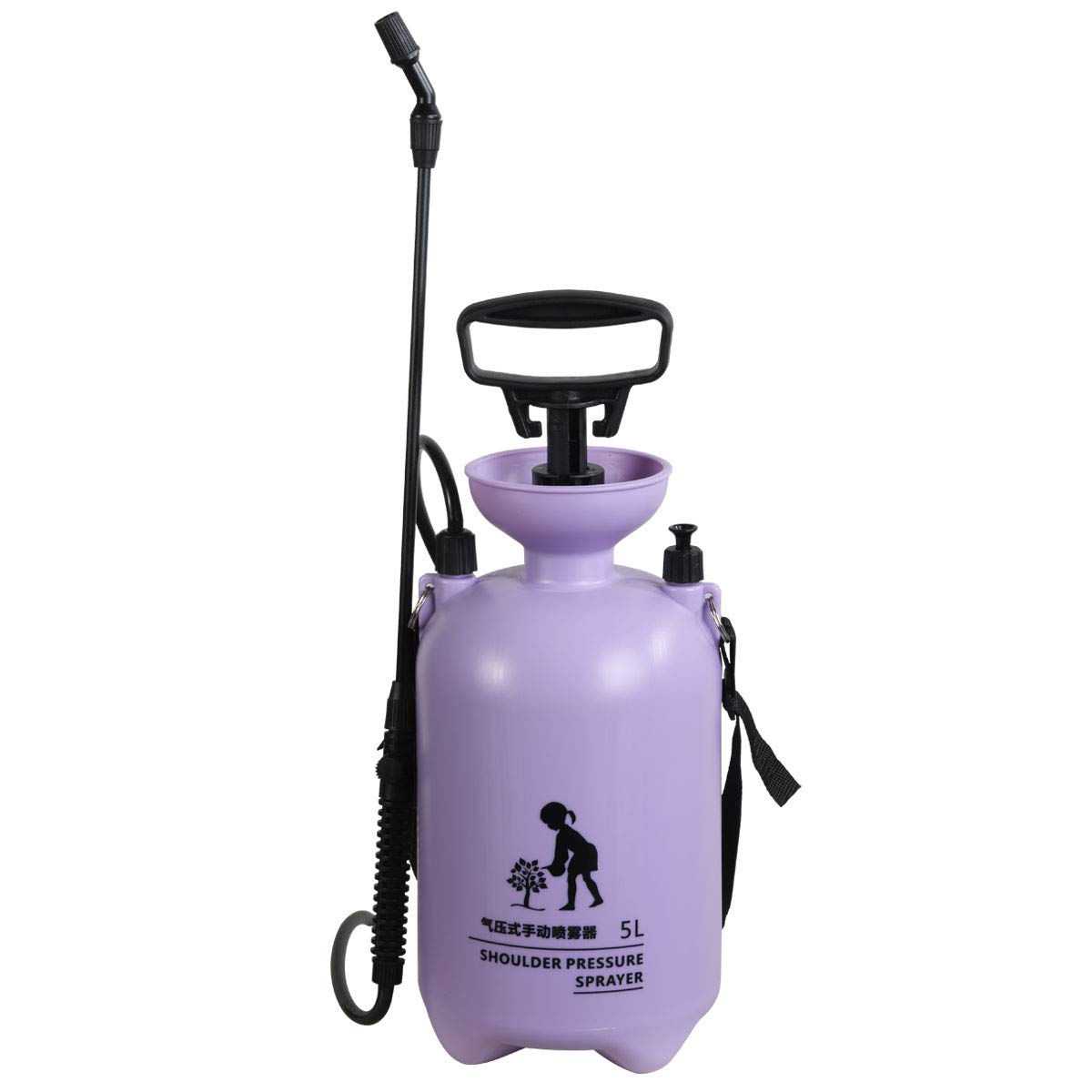 CLICIC Lawn and Garden Portable Sprayer - Pump Pressure Sprayer Includes Shoulder Strap (1.3 Gallon Green)
