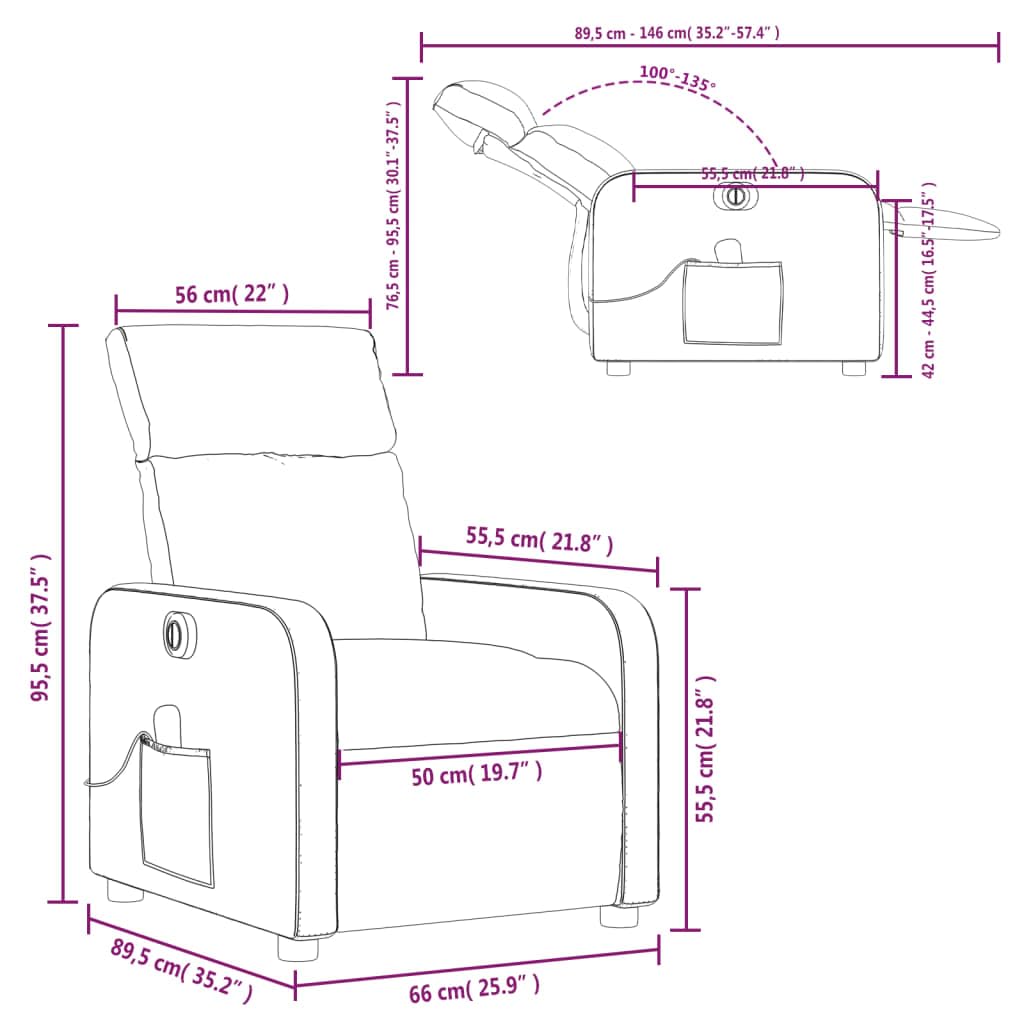 vidaXL Sillón reclinable de Masaje eléctrico Tela Gris Claro