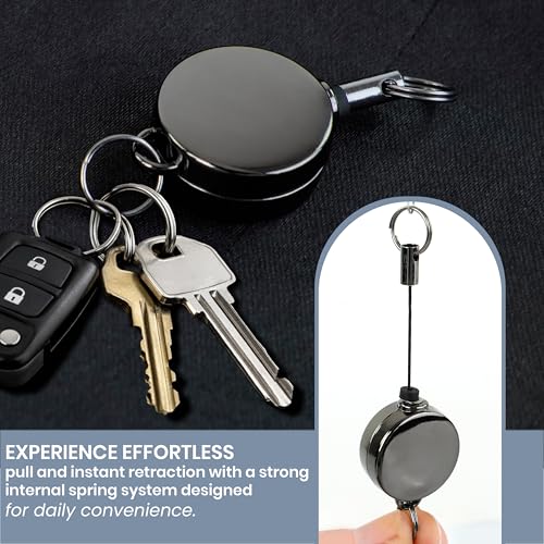 Image of Storite Retractable Keychain ID Badge Holder Keyring | Secure Carabiner Clip for Backpacking, Fishing, Outdoor Use | Durable ABS, Lightweight & Reusable | Ideal for Everyday Travel