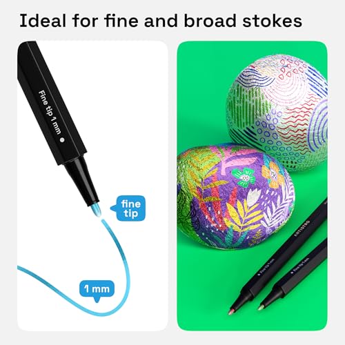 Image of ARTISTRO Metallic Acrylic Paint Markers - Fine Tip Paint Pens for Rock, Wood, Glass, Ceramic, Black Paper, Scrapbooking Crafts, Card Making, DIY Photo Album, Ceramic (Fine)