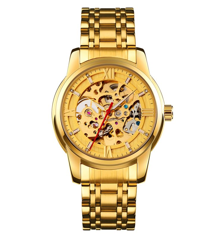 SKMEI Mens Automatic Mechanical Watch, 30M Water-Resistant, Zinc Alloy Case, Stainless Steel Band, Glass Crystal, 41mm Case Width, Self-Wind Movement 9222 (9222, Gold Gold) (B0DFQ7LL19) Amazon Price History, Amazon Price Tracker