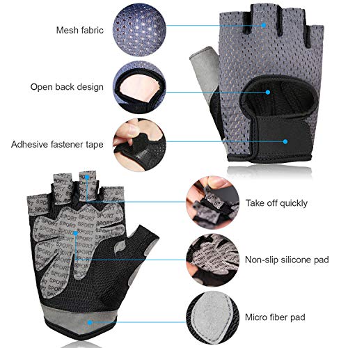 Luvas Esportivas, Romacci Luvas de Fitness Anti-derrapante Bicicleta Meio Dedo Luvas de Dedo Curto L