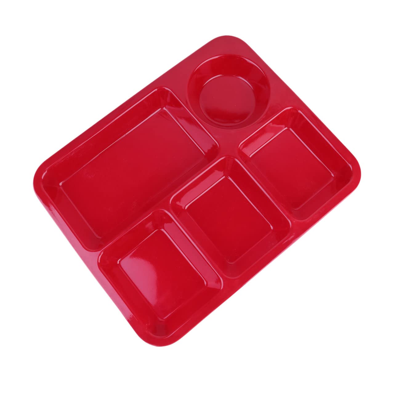 Unbreakable Plastic Divided Dish with Compartments Red Rice Tray for Home Use Lightweight and Tableware Ideal for Kids and Adults Dishwasher