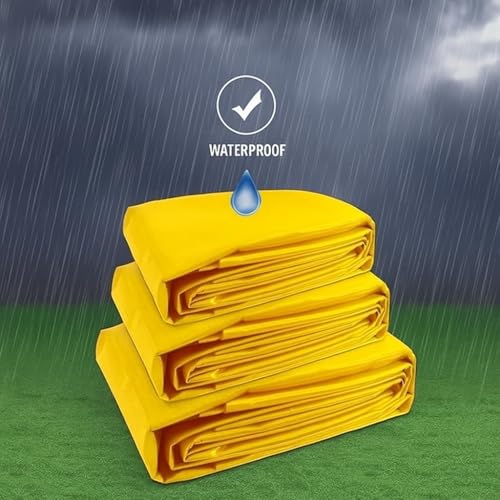 Image of FORTUNE Tarpaulin Sheet Waterproof (24Ft x 24Ft) with 170 GSM, Virgin Material, UV Resistant,Aluminum Eyelets - Laminated, Heavy Duty Tadpatri, Tarpaulin Plastic Sheet for Covering (Yellow)